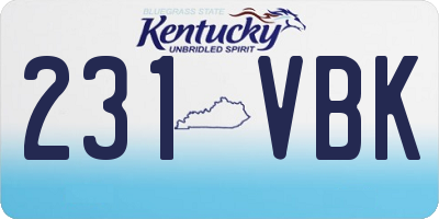 KY license plate 231VBK