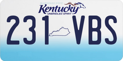 KY license plate 231VBS