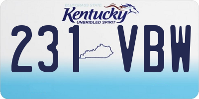 KY license plate 231VBW