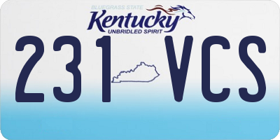 KY license plate 231VCS