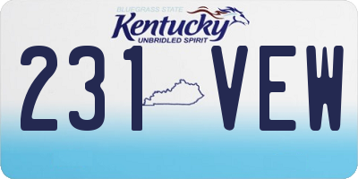 KY license plate 231VEW