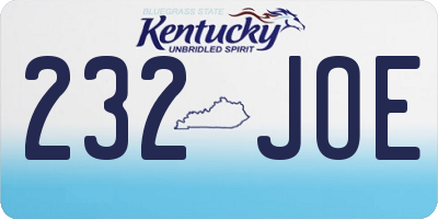 KY license plate 232JOE