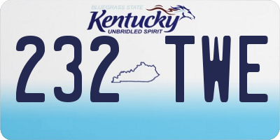KY license plate 232TWE