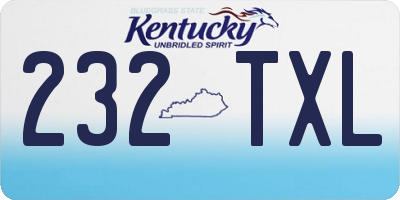 KY license plate 232TXL