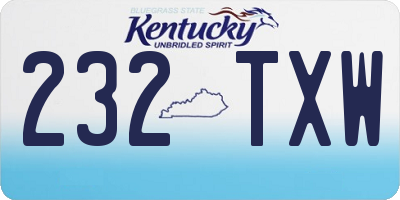 KY license plate 232TXW