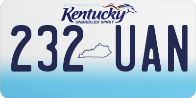 KY license plate 232UAN