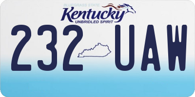 KY license plate 232UAW