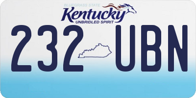 KY license plate 232UBN