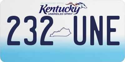 KY license plate 232UNE