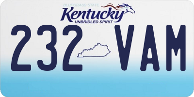 KY license plate 232VAM