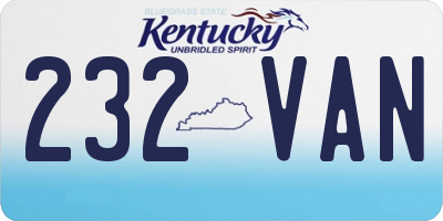 KY license plate 232VAN