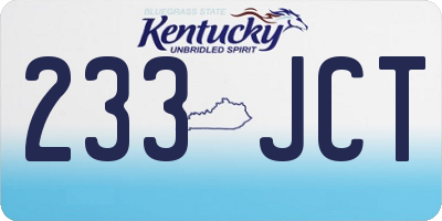 KY license plate 233JCT