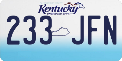 KY license plate 233JFN