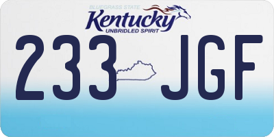 KY license plate 233JGF