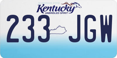 KY license plate 233JGW