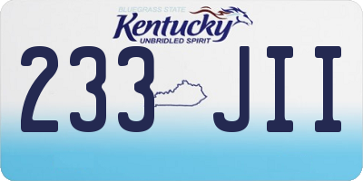 KY license plate 233JII