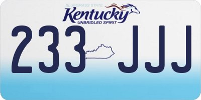 KY license plate 233JJJ