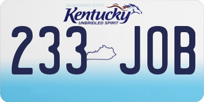 KY license plate 233JOB