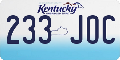 KY license plate 233JOC