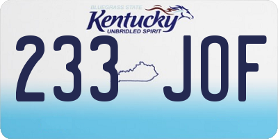 KY license plate 233JOF