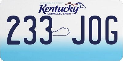 KY license plate 233JOG