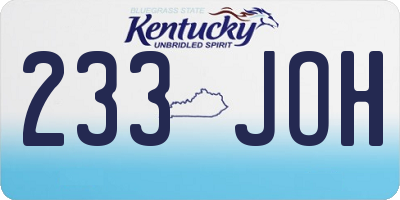 KY license plate 233JOH