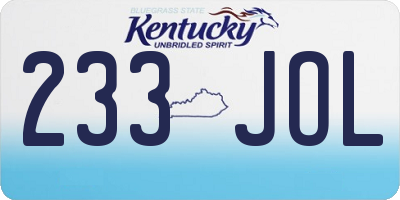 KY license plate 233JOL