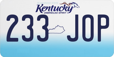 KY license plate 233JOP
