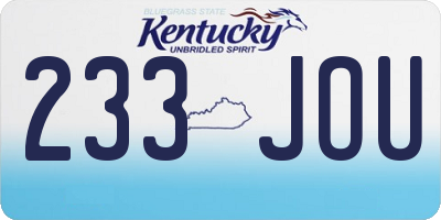 KY license plate 233JOU