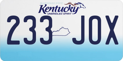 KY license plate 233JOX