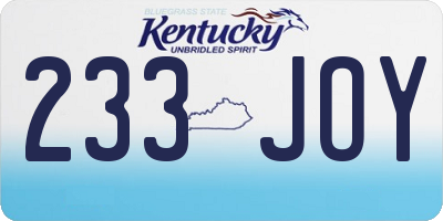 KY license plate 233JOY