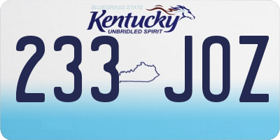 KY license plate 233JOZ