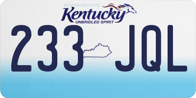 KY license plate 233JQL