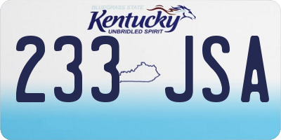 KY license plate 233JSA