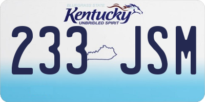 KY license plate 233JSM
