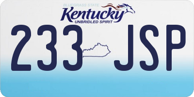 KY license plate 233JSP