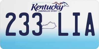 KY license plate 233LIA
