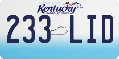 KY license plate 233LID