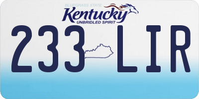KY license plate 233LIR
