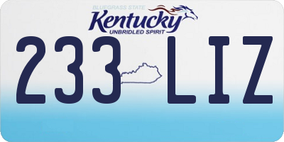 KY license plate 233LIZ