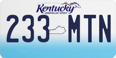 KY license plate 233MTN