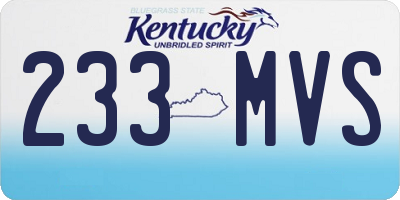 KY license plate 233MVS