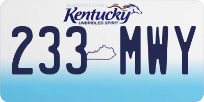 KY license plate 233MWY