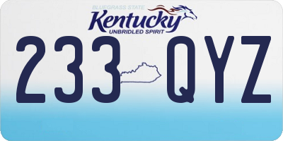KY license plate 233QYZ