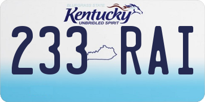 KY license plate 233RAI