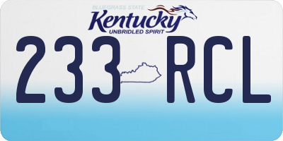 KY license plate 233RCL