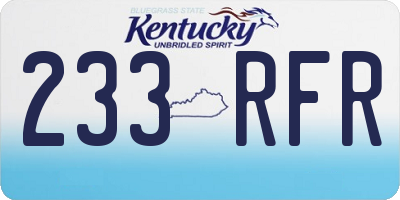 KY license plate 233RFR