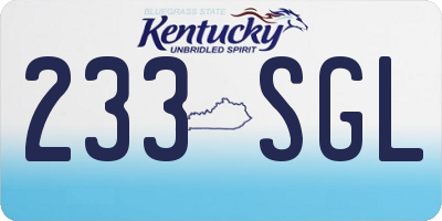 KY license plate 233SGL