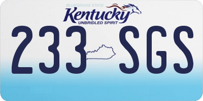KY license plate 233SGS