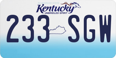 KY license plate 233SGW